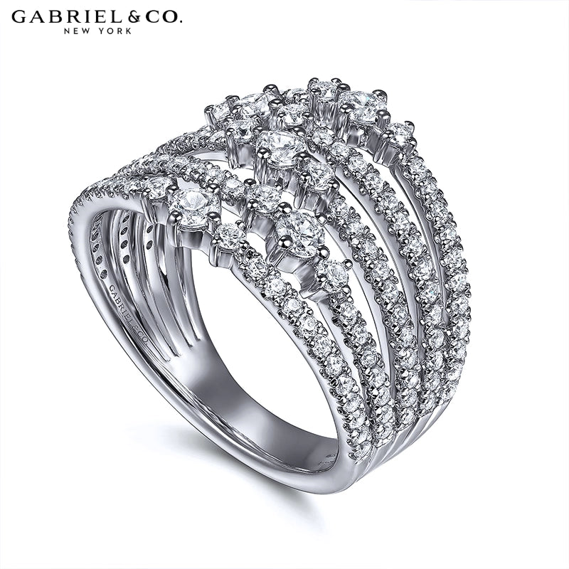 14kt Natural Diamond Multi-band Ring