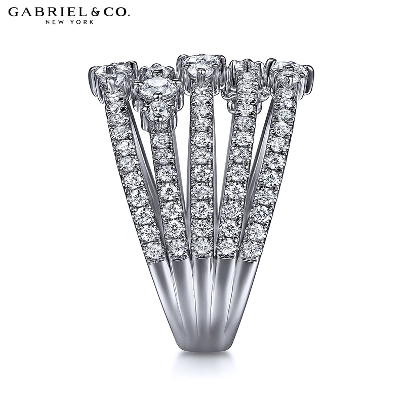 14kt Natural Diamond Multi-band Ring
