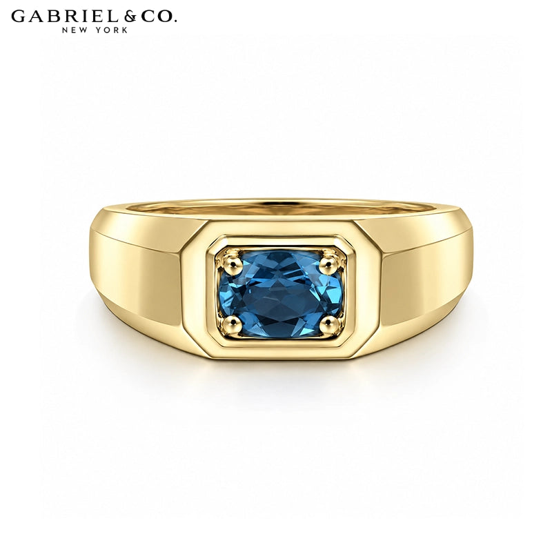 14kt Genuine London Blue Topaz High Polish Ring
