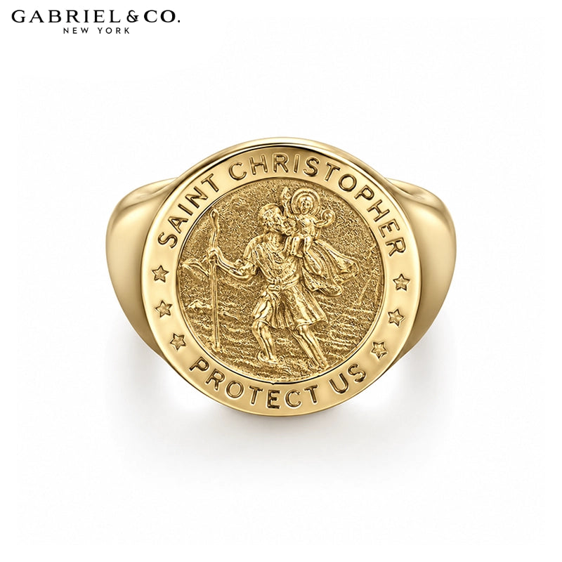 14kt Saint Christopher Signet Ring