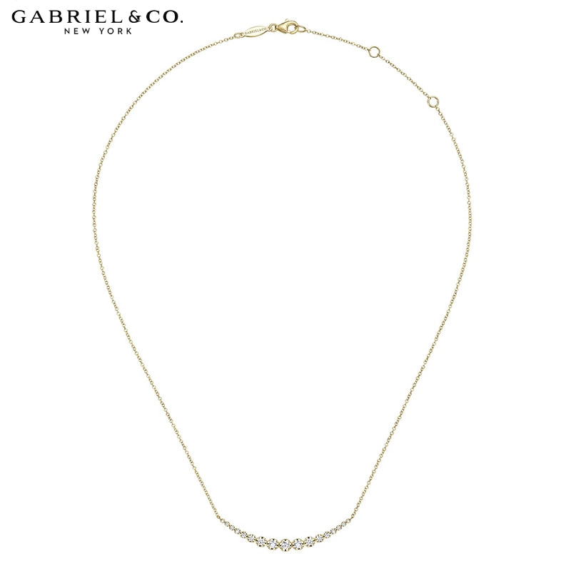 14kt 0.50cts Natural Diamond Curved Bar Necklace