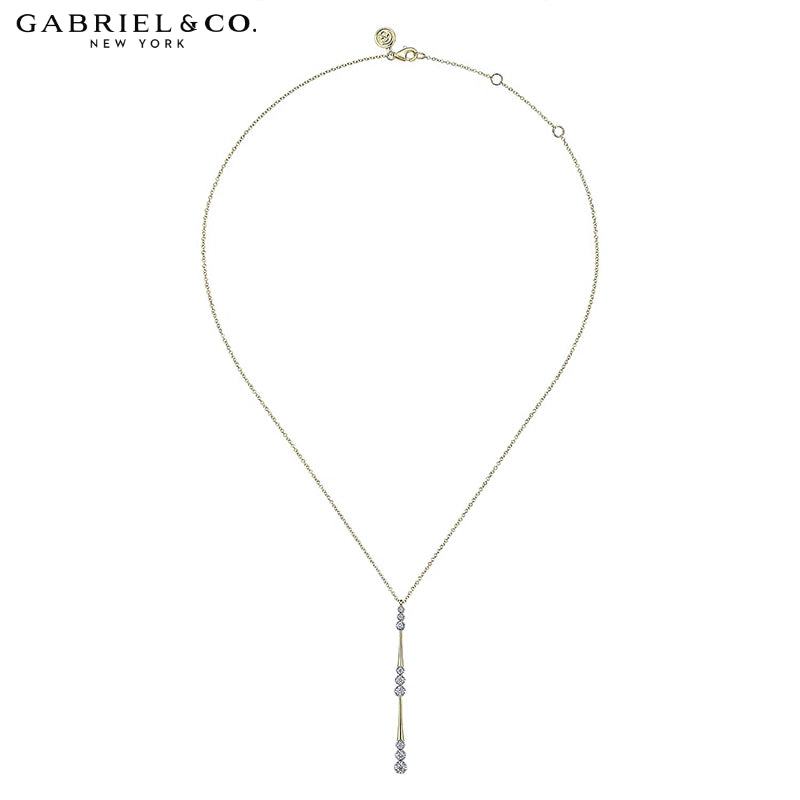 14kt Natural Diamond Station Drop Y Necklace