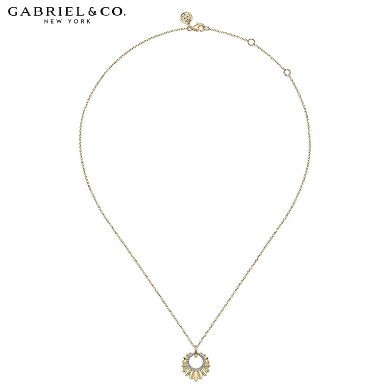 14kt Natural Diamond Cut Gold Fluted Necklace