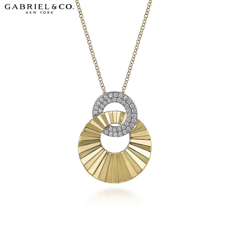Natural Diamond Cut Gold Fluted Necklace