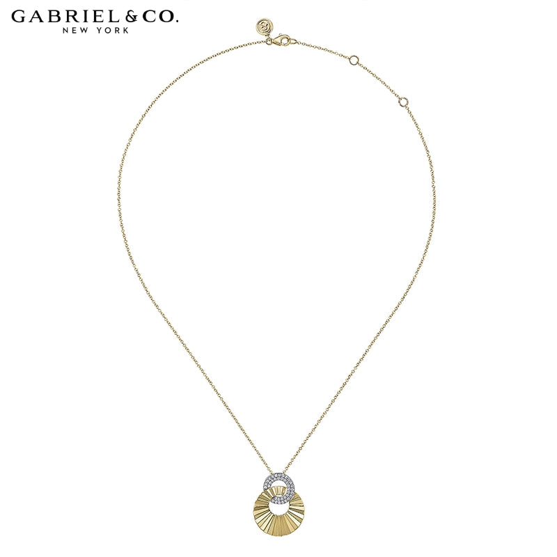 14kt Natural Diamond Cut Gold Fluted Necklace