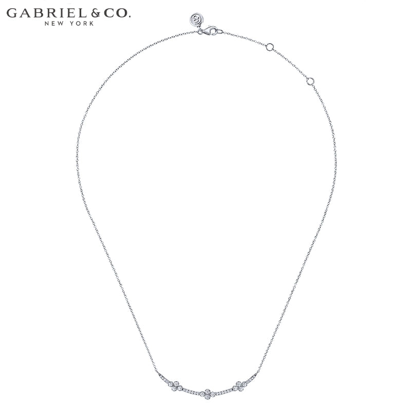 14kt 0.35cts Natural Diamond Clover Bar Necklace