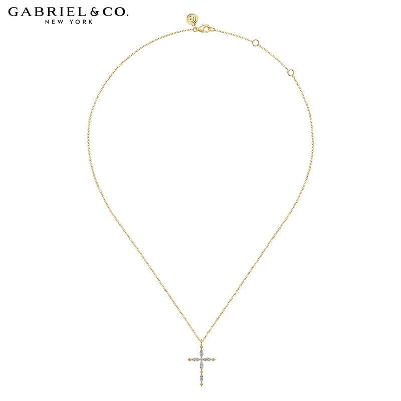 14kt Natural Diamond Cross Necklace