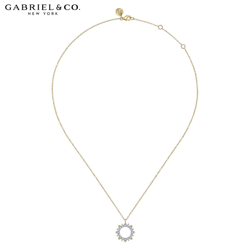 14kt Natural Diamond Sunburst Necklace