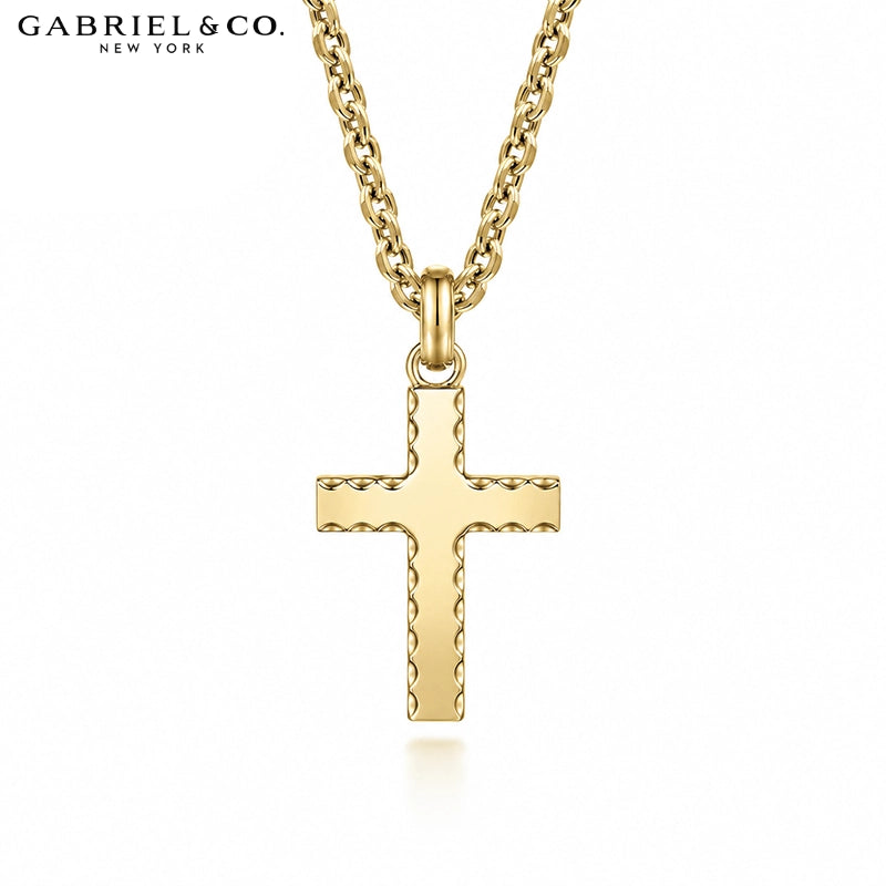 14kt Signature Beveled Cross Pendant