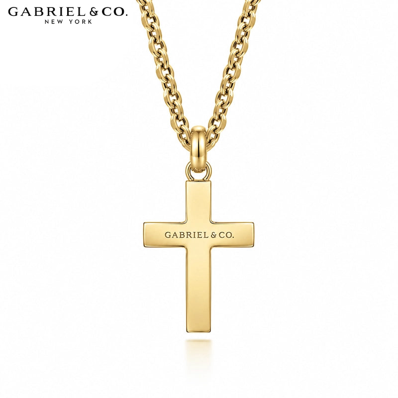 14kt Signature Beveled Cross Pendant