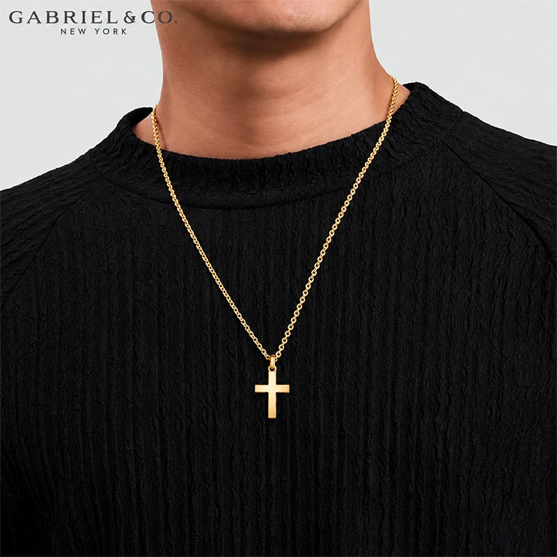 14kt Signature Beveled Cross Pendant