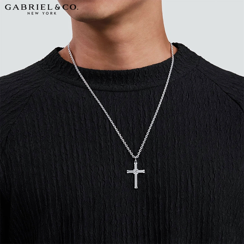 Sterling Silver Signature Rope Cross Necklace