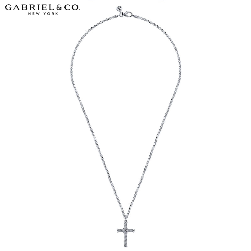 Sterling Silver Signature Rope Cross Necklace