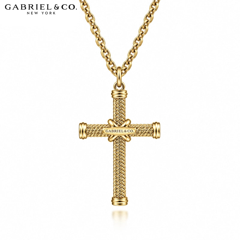 14kt Signature Rope Cross Necklace
