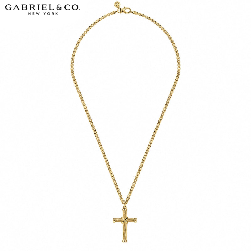 14kt Signature Rope Cross Necklace
