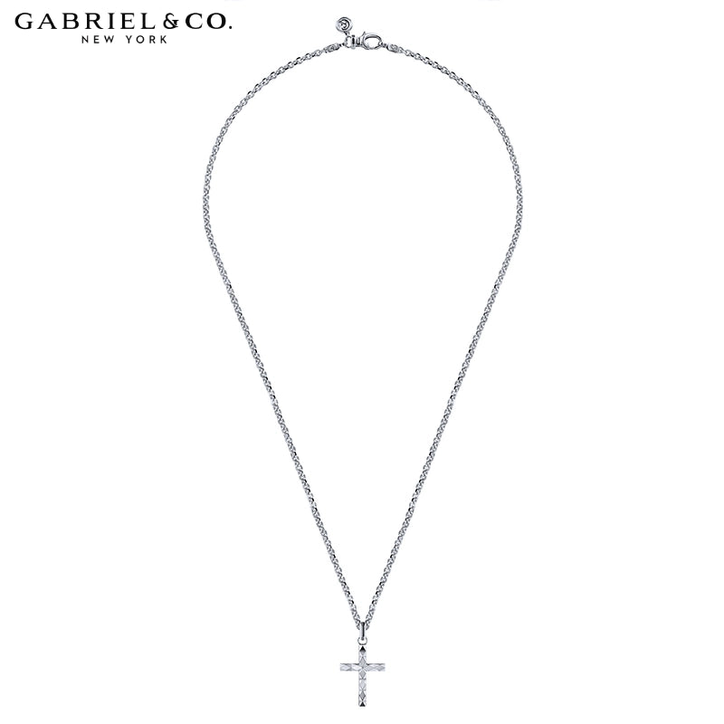 Sterling Silver Signature Faceted Cross Necklace