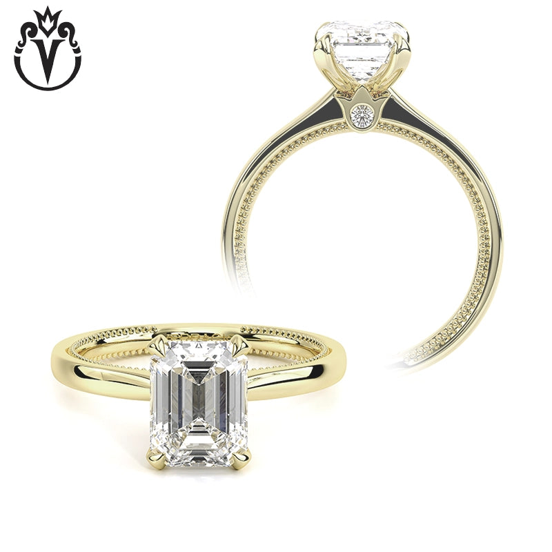 1.00ctr-3.00ctr Emerald Cut Lab Grown Diamond Ring