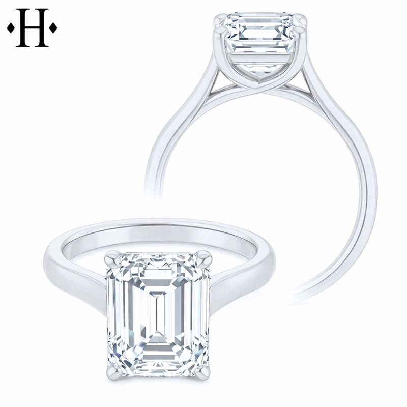3.00ctr-5.00ctr Emerald Cut Lab Grown Diamond Ring