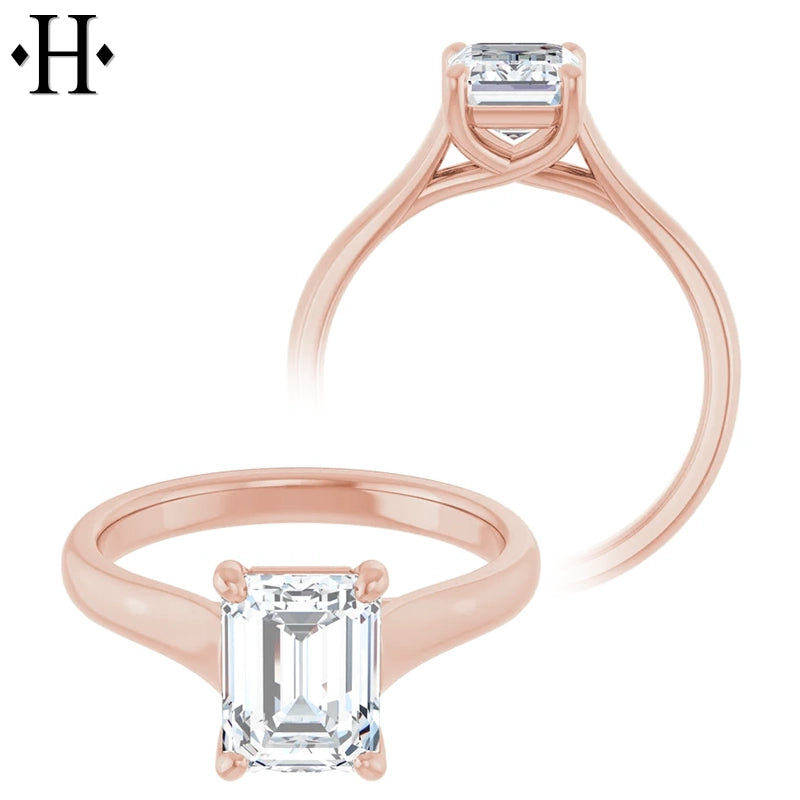 1.00ctr-2.00ctr Emerald Cut Lab Grown Diamond Ring