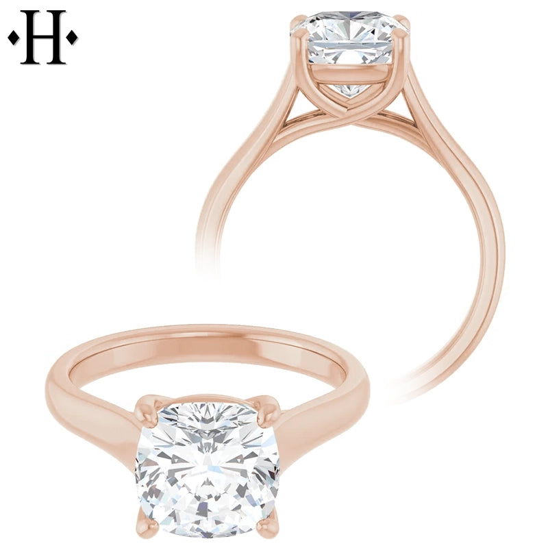 1.00ctr-3.00ctr Cushion Cut Lab Grown Diamond Ring