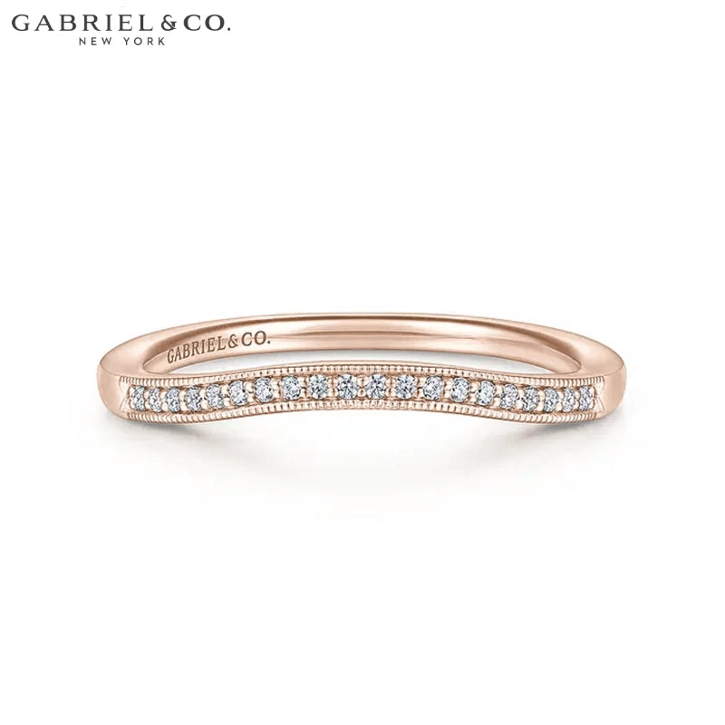 0.05ctw Natural Diamond Vintage Milgrain Curved Ring 1.7mm