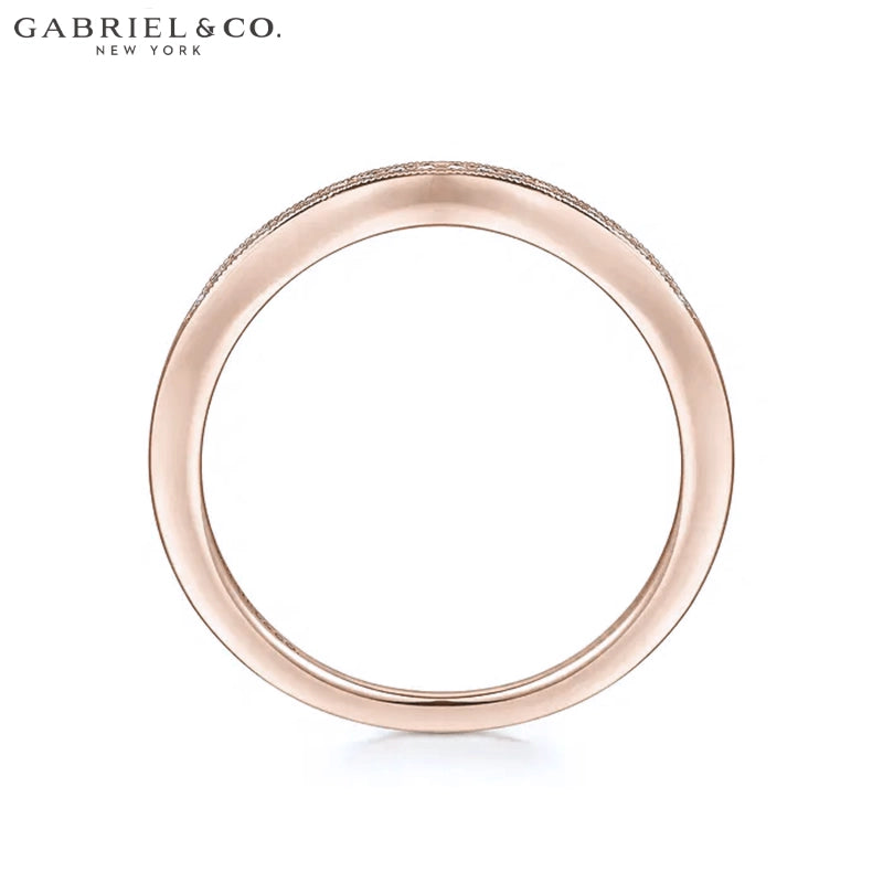 0.05ctw Natural Diamond Vintage Milgrain Curved Ring 1.7mm