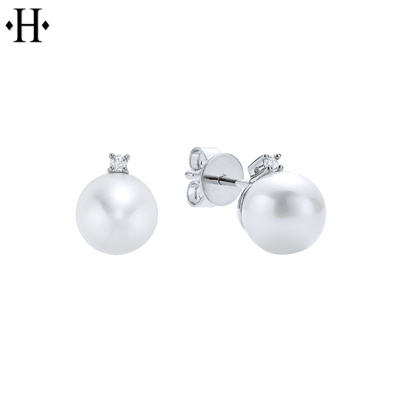 Cultured Pearl & Diamond Earrings