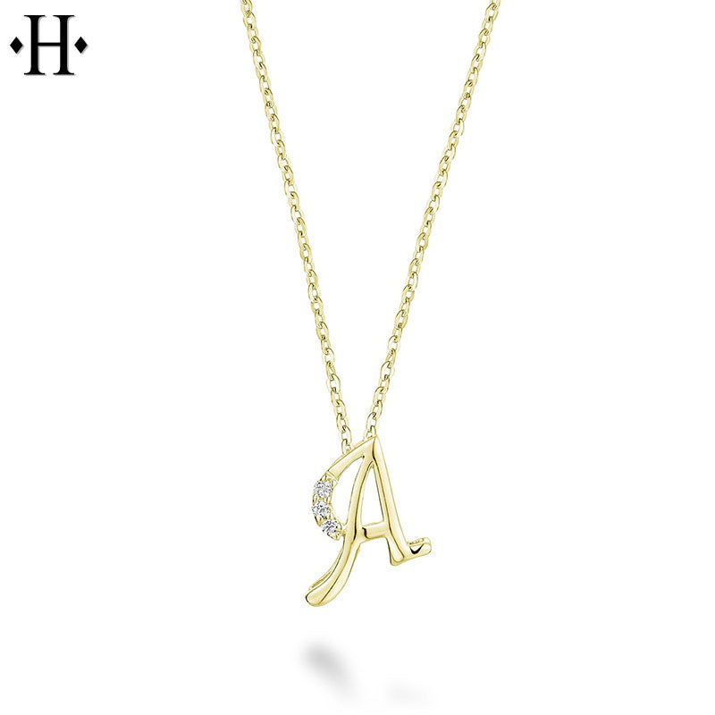 10kt Natural Diamond Initial Pendants