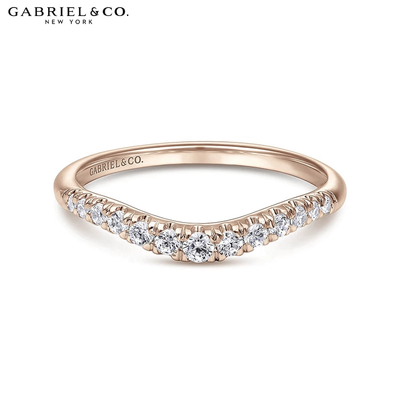 0.25ctw Natural Diamond French U-Pavé Curved Ring 1.8mm