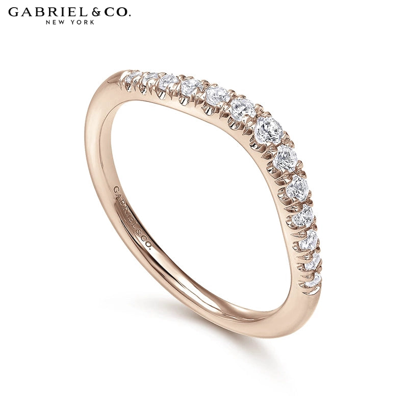 0.25ctw Natural Diamond French U-Pavé Curved Ring 1.8mm