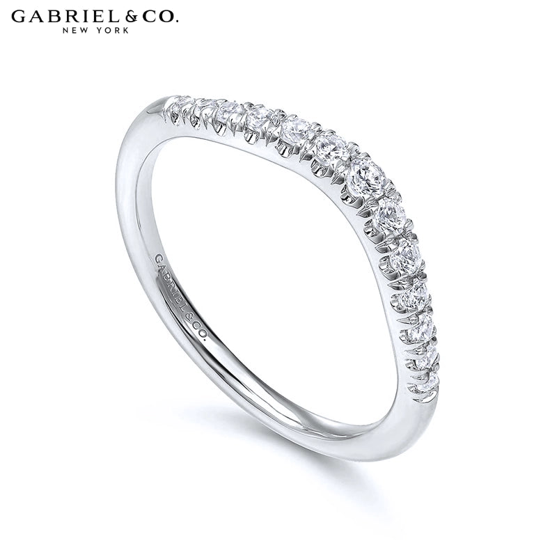 0.25ctw Natural Diamond French U-Pavé Curved Ring 1.8mm
