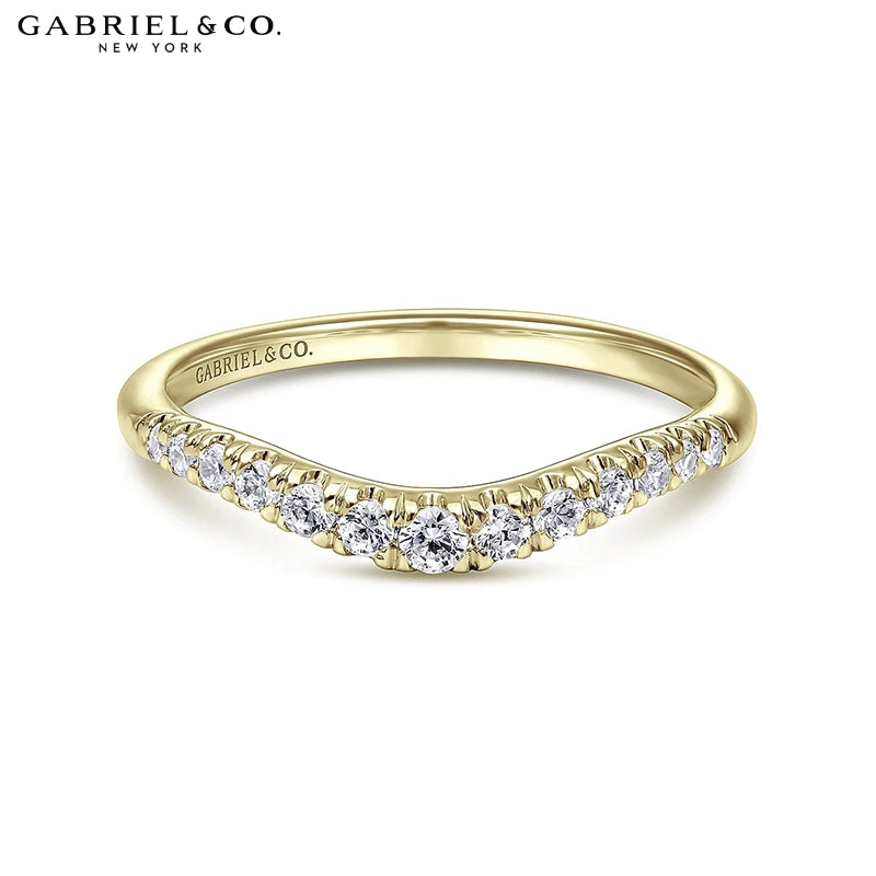 0.25ctw Natural Diamond French U-Pavé Curved Ring 1.8mm