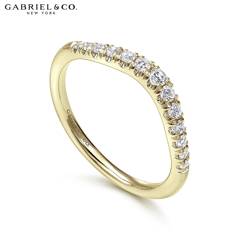 0.25ctw Natural Diamond French U-Pavé Curved Ring 1.8mm