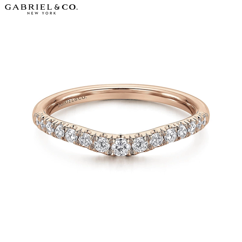 0.25ctw Natural Diamond French U-Pavé Curved Ring 2.0mm