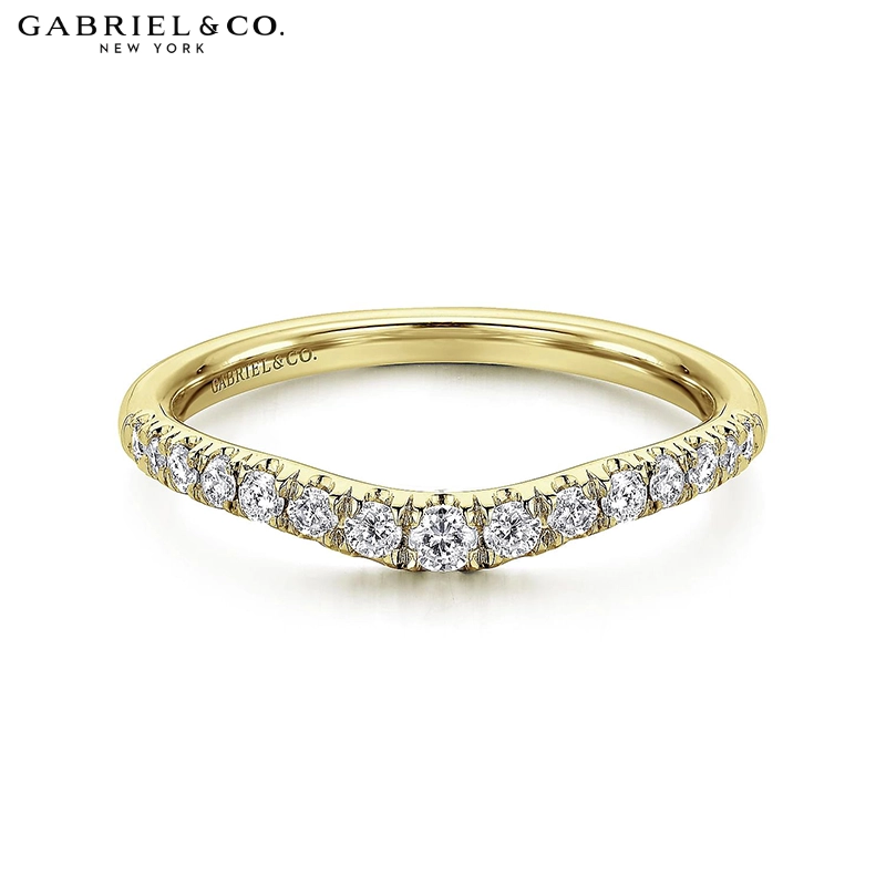 0.25ctw Natural Diamond French U-Pavé Curved Ring 2.0mm