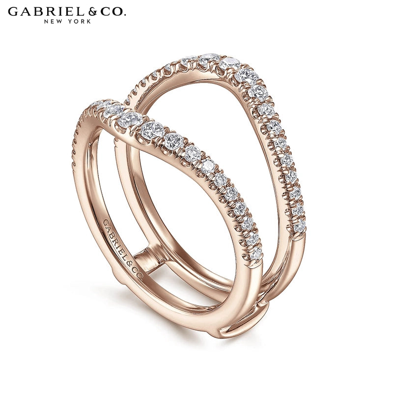 0.50ctw Natural Diamond French Pavé Curved Ring Jacket 6.0mm