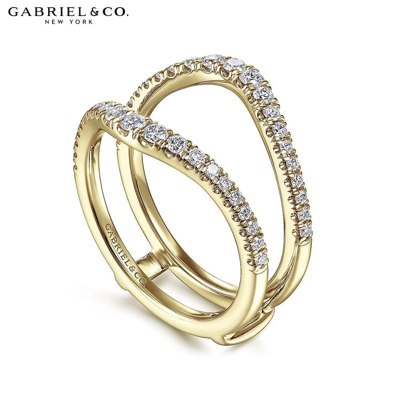 0.50ctw Natural Diamond French Pavé Curved Ring Jacket 6.0mm
