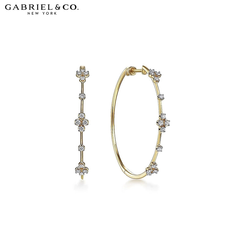 Natural Diamond Locking Hoop Earrings 40mm
