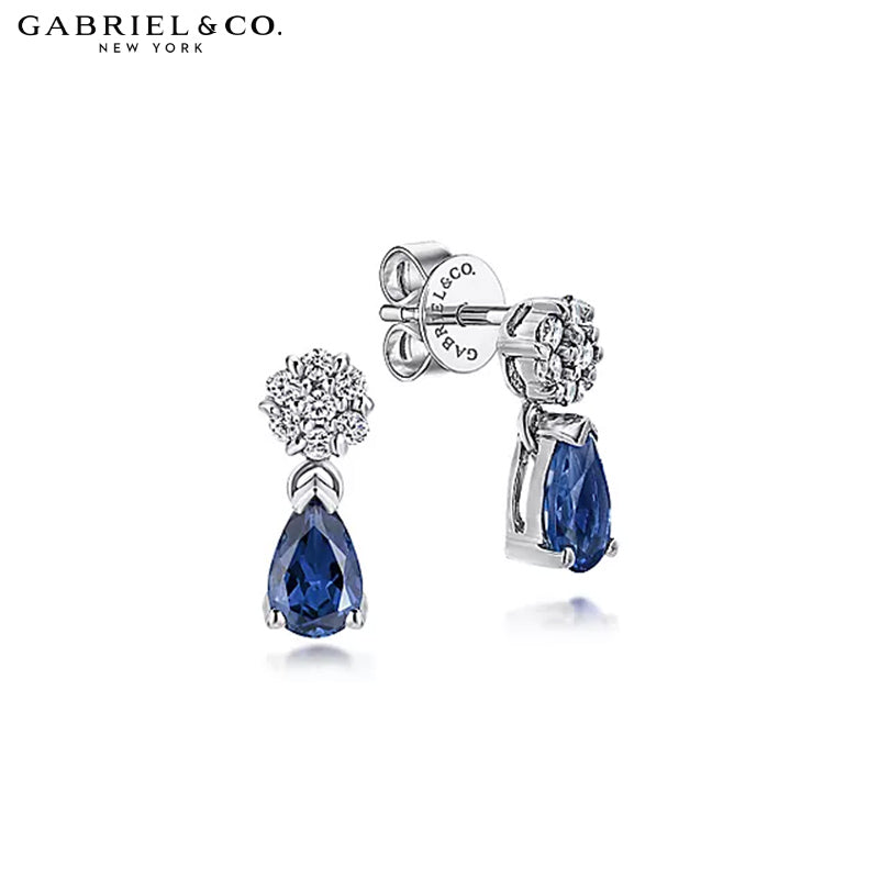 Genuine Sapphire & Diamond Drop Earrings