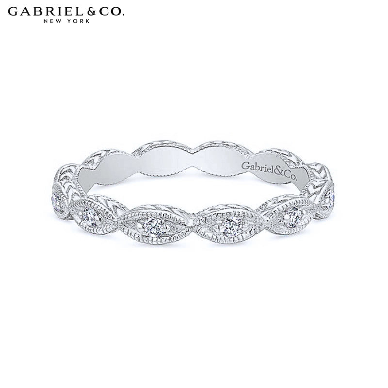 0.11ctw Natural Diamond Vintage Milgrain Ring 2.7mm