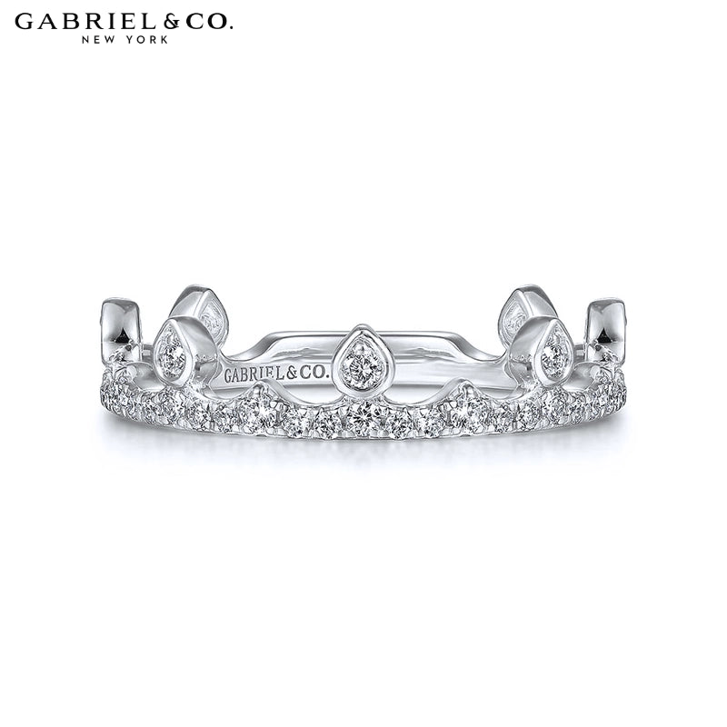 0.33ctw Natural Diamond French Pavé Crown Ring 4.1mm