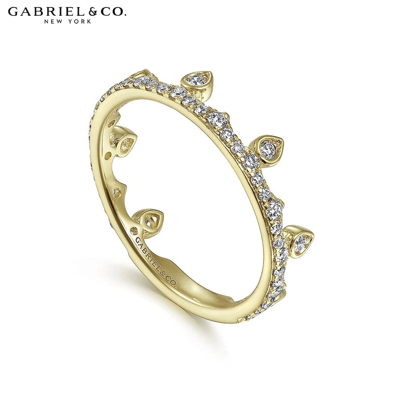 0.33ctw Natural Diamond French Pavé Crown Ring 4.1mm