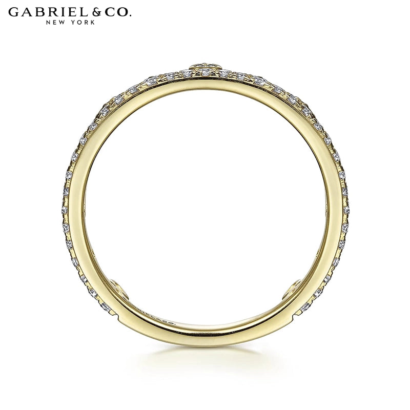0.33ctw Natural Diamond French Pavé Crown Ring 4.1mm