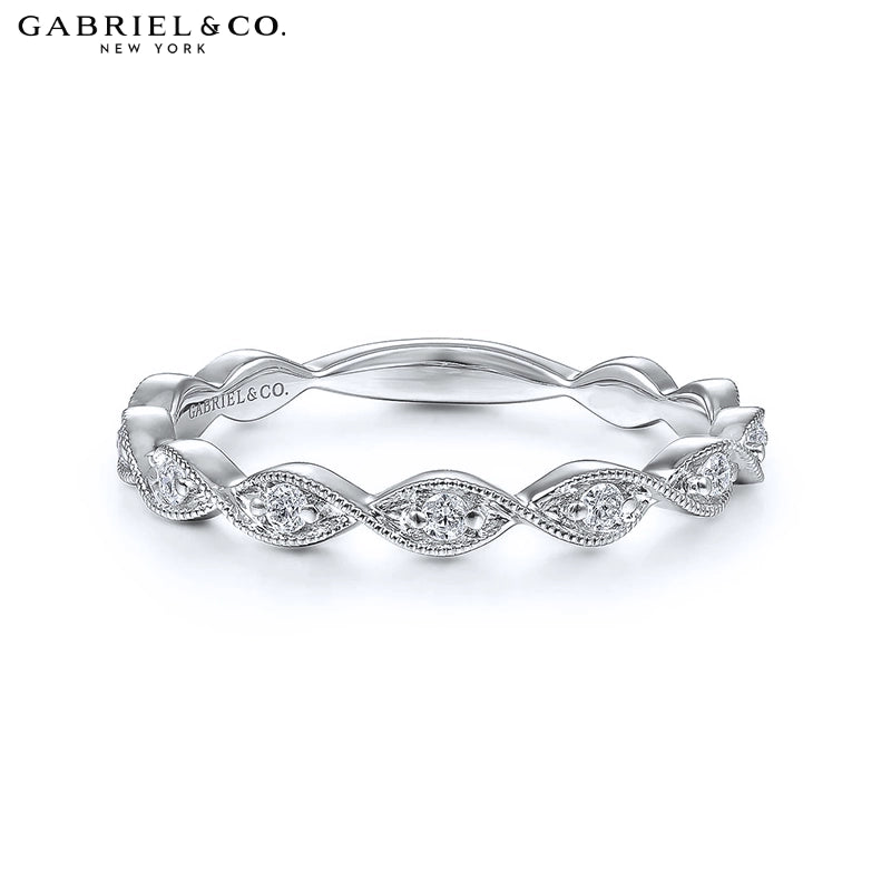 0.15ctw Natural Diamond Vintage Milgrain Ring 2.5mm