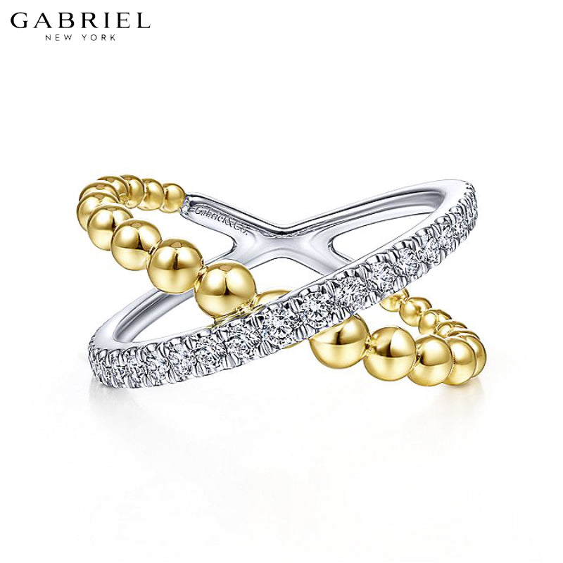 Natural Diamond Crossover Ring