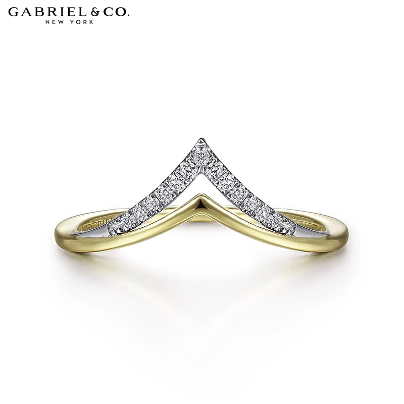 0.06ctw Natural Diamond French Pavé Chevron Ring 1.3mm