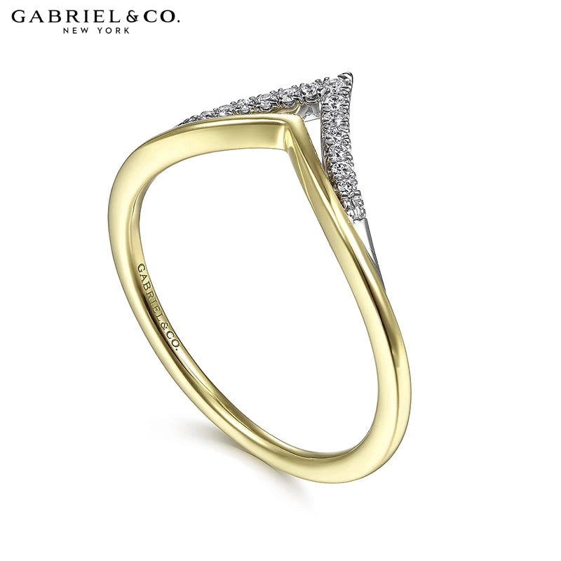 0.06ctw Natural Diamond French Pavé Chevron Ring 1.3mm