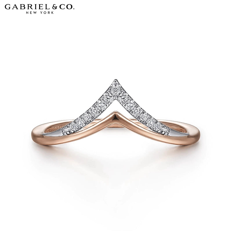 0.06ctw Natural Diamond French Pavé Chevron Ring 1.3mm