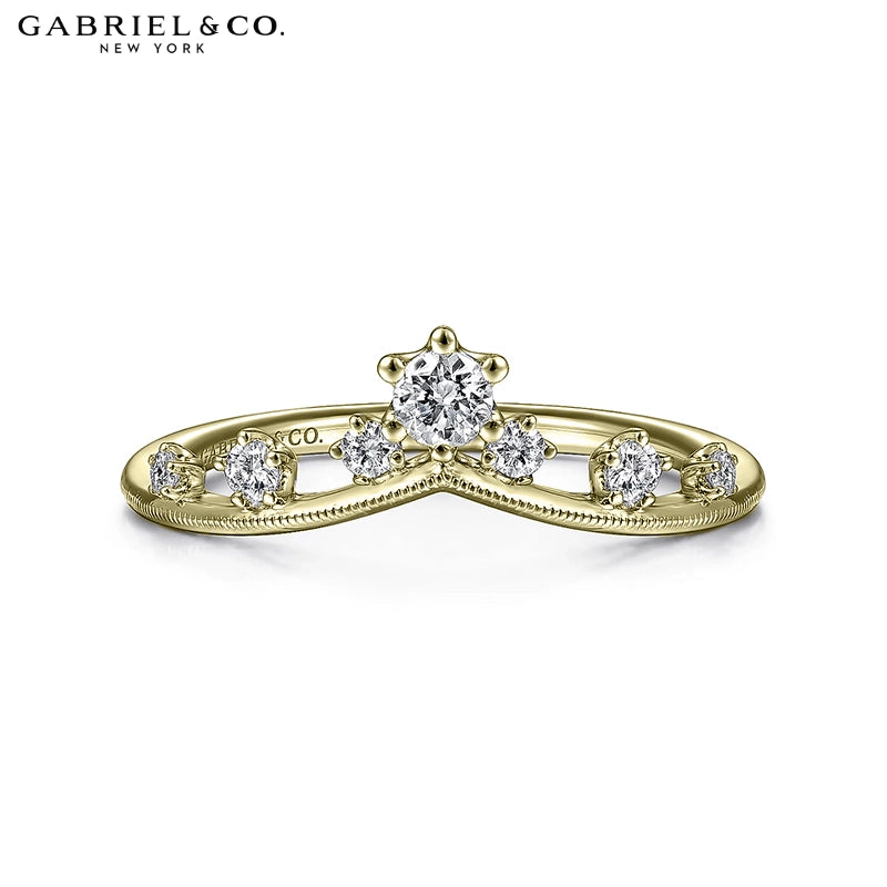 0.20ctw Natural Diamond Vintage Milgrain Chevron Ring 1.6mm