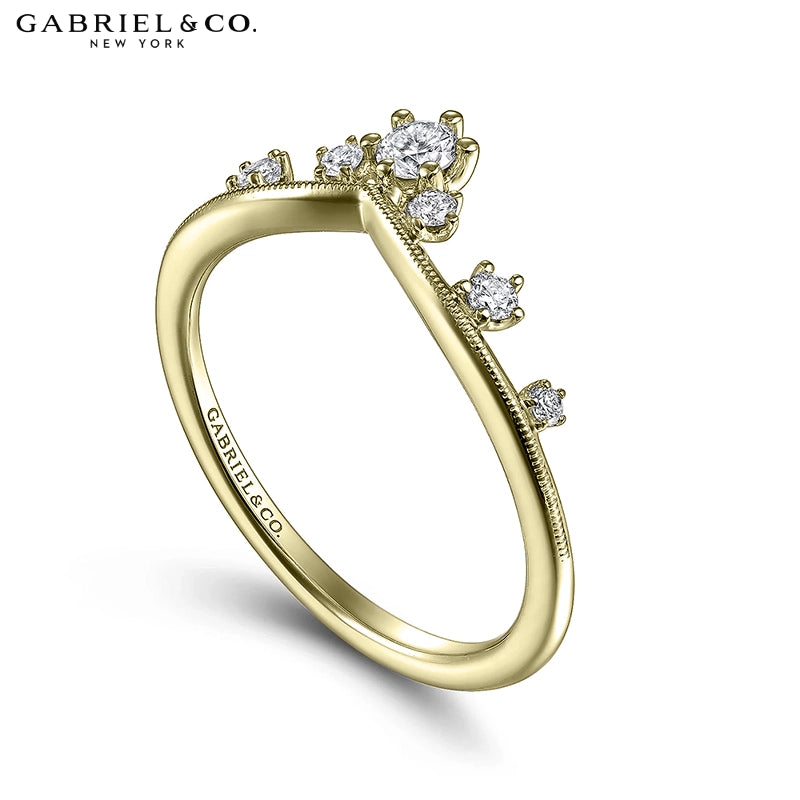 0.20ctw Natural Diamond Vintage Milgrain Chevron Ring 1.6mm